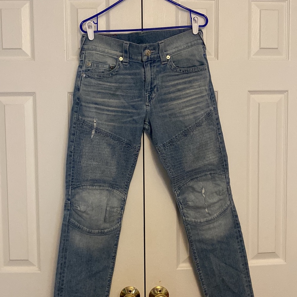 Brand New Men True Religion light denim biker look jeans size 32
